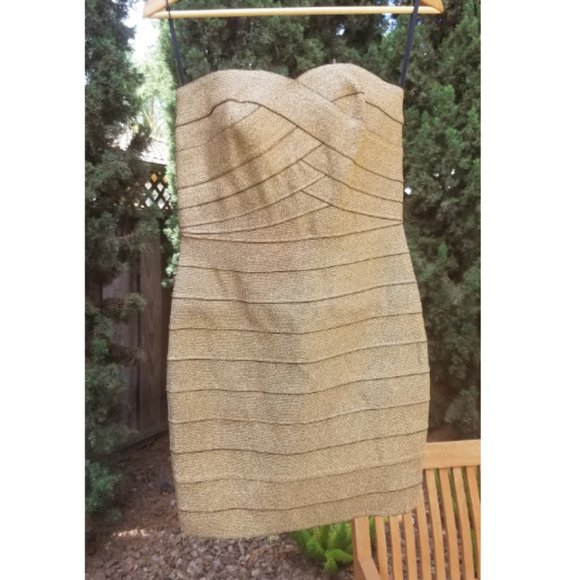 Gold Bandage Mini Dress Fable One-Size - Picture 1 of 5